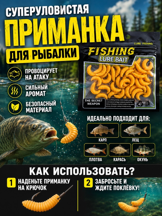 Опарыш силиконовый для рыбалки, искусственная наживка для карася и карпа