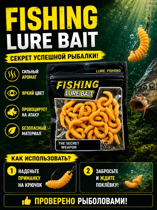 Опарыш силиконовый для рыбалки, искусственная наживка для карася и карпа - 