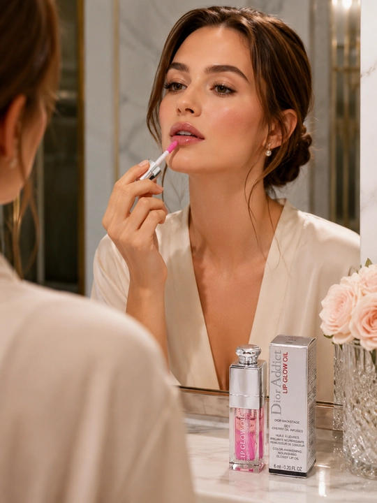 Dior Lip Glow Oil 001 Pink lab uchun yaltiroq namlantiruvchi moyi, nafis pushti yaltiroq ta’sirga ega