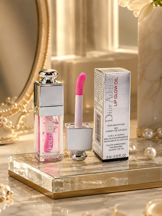 Dior Lip Glow Oil 001 Pink lab uchun yaltiroq namlantiruvchi moyi, nafis pushti yaltiroq ta’sirga ega
