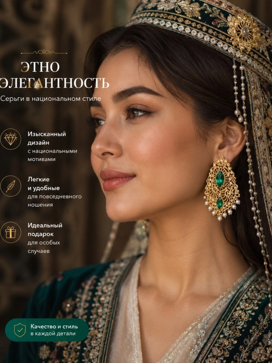 Современные и в национальном стиле женские украшения, серьги из бижутерии, с фианитовыми