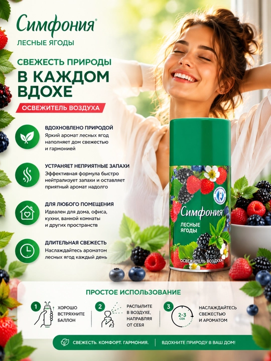 Освежитель воздуха сменный баллон Симфония 250 мл