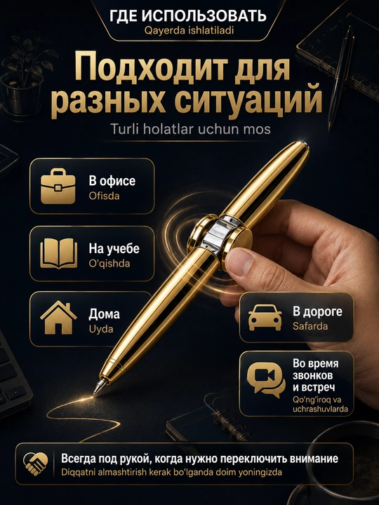 Ручка-спиннер 3 в 1 с фонариком и гироскопом — антистресс-игрушка для детей и взрослых