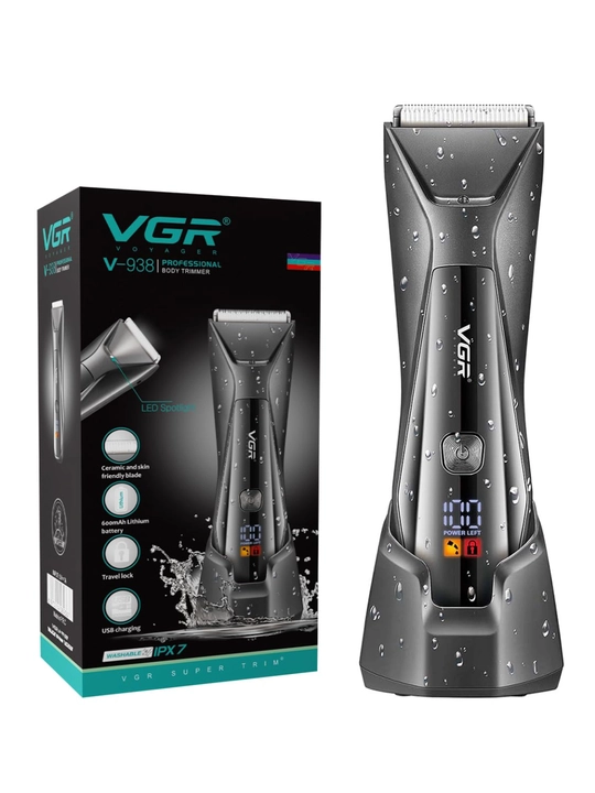 VGR V-938 butun tana uchun trimmer, suv o'tkazmaydi, xavfsiz tishlar, displey va chiroqcha