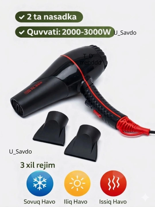 Fen professional, sochni quritish va turmaklash uchun, masajli taroq, ayollar uchun sovg'a