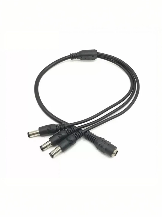 DC 5.5×2.1 mm Y-tarmoqli quvvat tarqatuvchisi 1 ona → 2 ota, 12V, kameralar va LED uchun