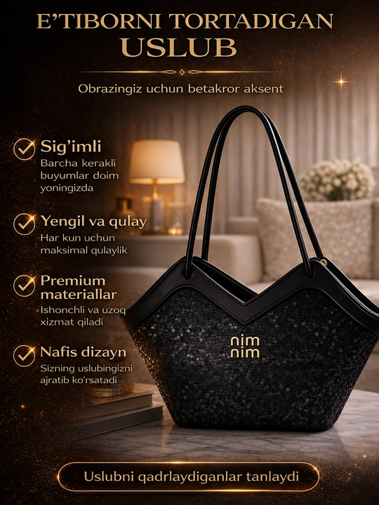 Ayollar uchun geometrik dizayndagi tout sumka - 