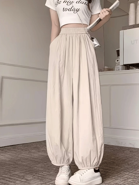 Женские широкие шаровары из летящего шелка, летние свободные брюки Silk Breeze - 