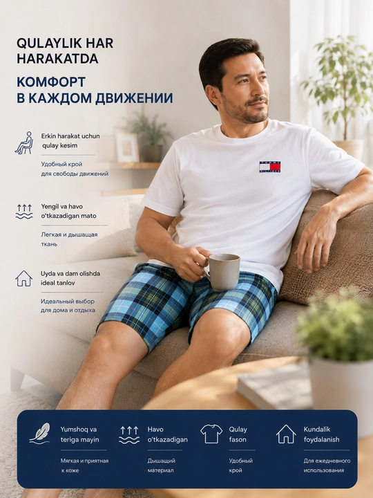 Erkaklar uchun pijama, paxta