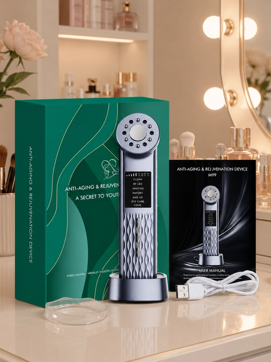 Premium LED yuz massajori M99 – RF, EMS va anti-aging qurilma, muzlatadi 7 hil rejim