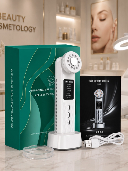 Premium LED yuz massajori M99 – RF, EMS va anti-aging qurilma, muzlatadi 7 hil rejim