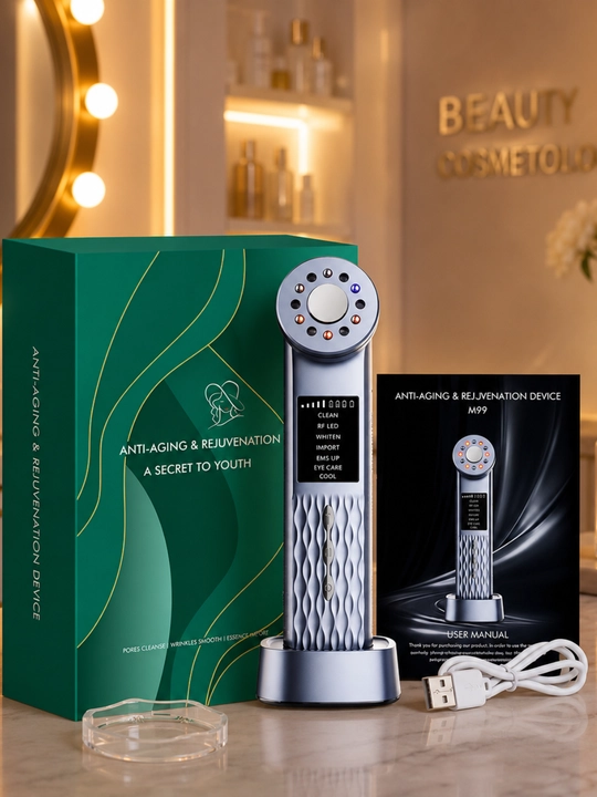 Premium LED yuz massajori M99 – RF, EMS va anti-aging qurilma, muzlatadi 7 hil rejim