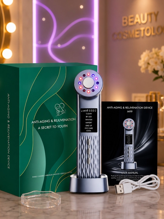 Premium LED yuz massajori M99 – RF, EMS va anti-aging qurilma, muzlatadi 7 hil rejim