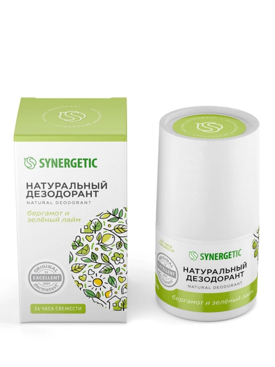 SYNERGETIC dezodoranti "Bergamot - yashil laym", 50 ml
