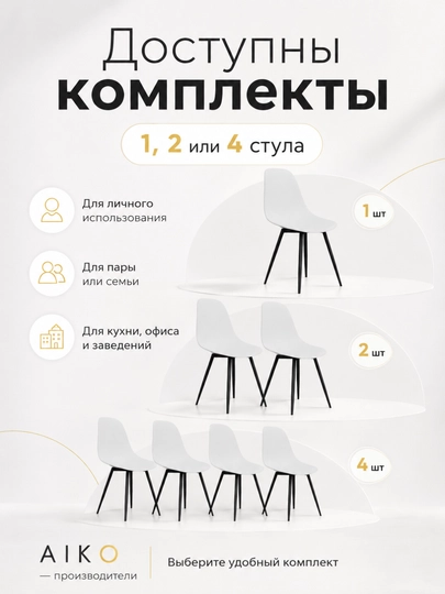 Стул AIKO Fitzko, 1-2-4 шт комплект, кухонные, для дома и офиса, нагрузка 200+ кг — AIKOWDS-FITZKO1-БЕЛЫЙ-4
