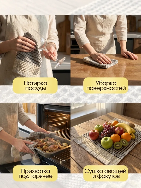 Набор кухонных полотенец из 6 штук, для уборки кухни, для рук, размер 30х50 см