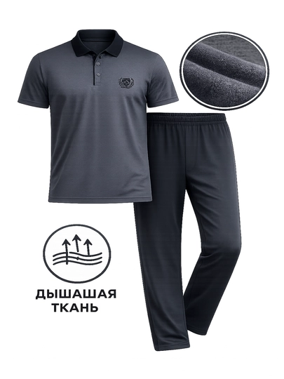 Erkaklar uchun pijama, uy uchun futbolka va shim to‘plami, paxta matosidan