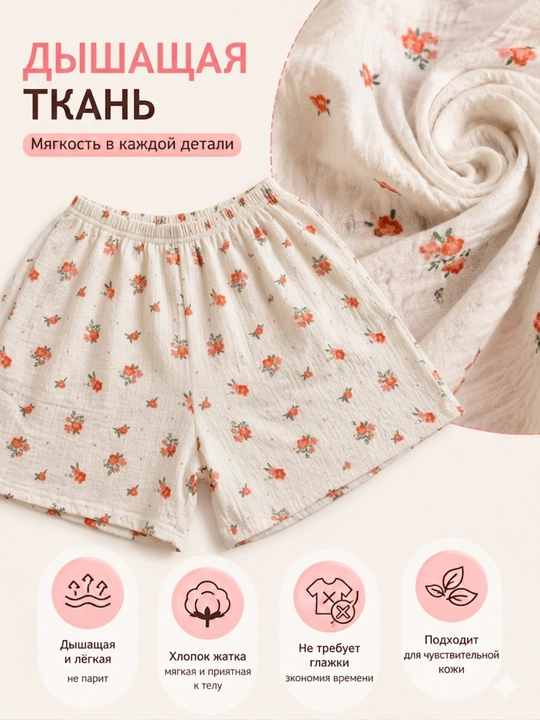 Ayollar uy shortisi printli, keng fason, Freesize, 11 tur