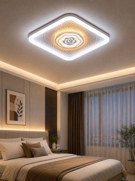 Plafon Hi-Tech LED, qandil, lustra, chiroq, lampo, minimalism uslubida, 3 xil rejim yonish