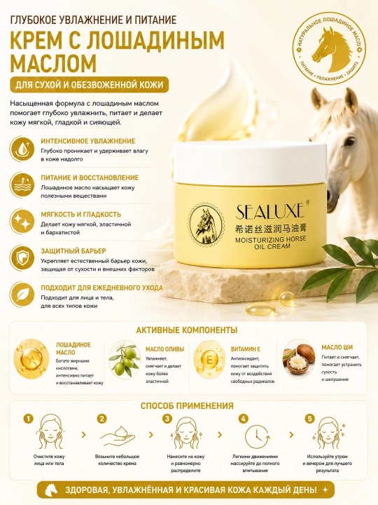 SEALUXE Horse Oil Cream - Крем 100гр - 