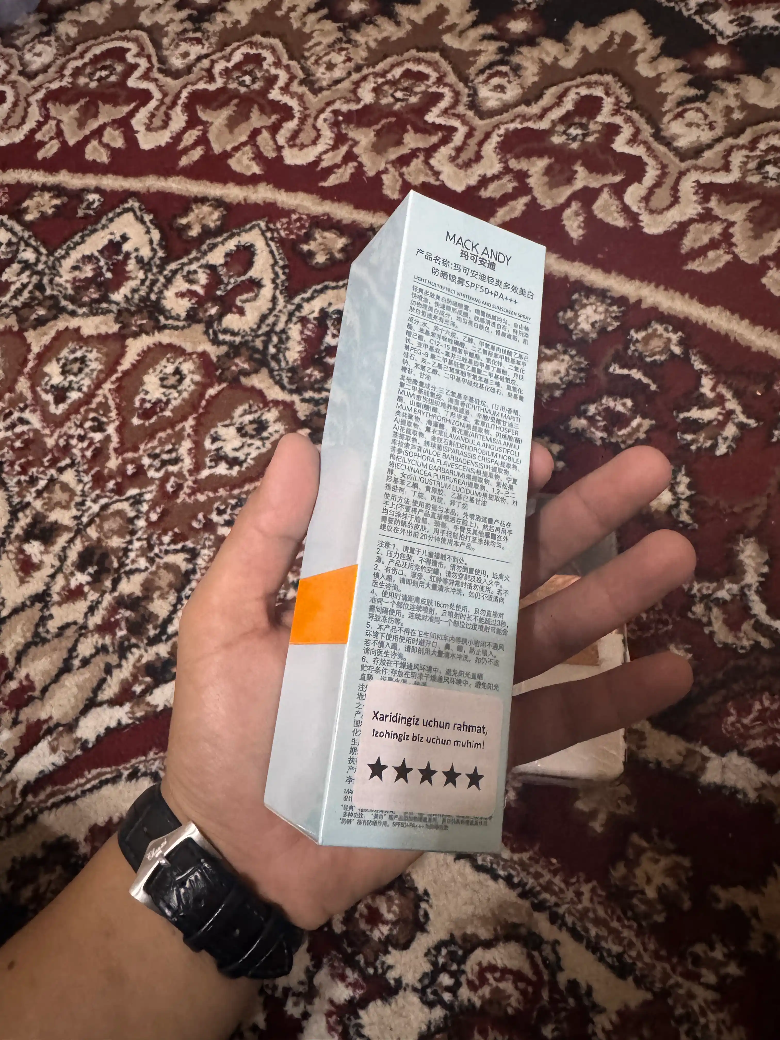 SPF zagar yuz va tana uchun quyoshdan saqlovchi sprey 50+