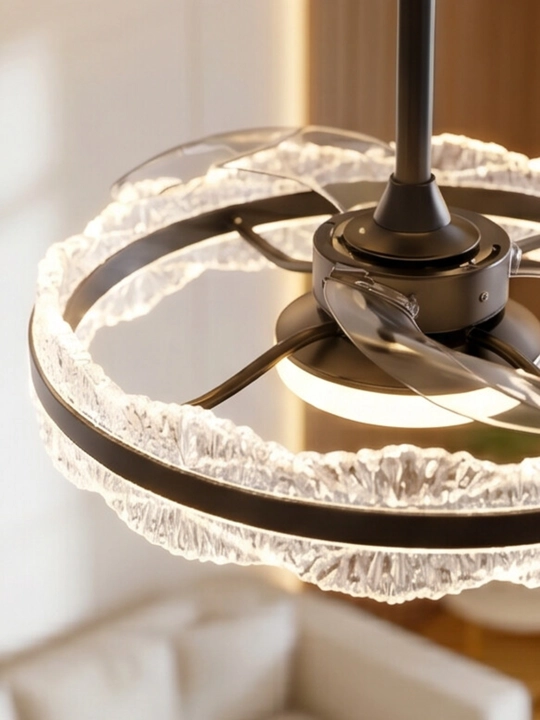 LED ventilyatorli lyustra 60 sm – pultli, 3 rangli yoritish, 6 tezlik rejimi