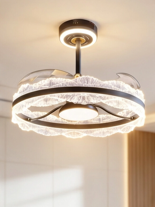 LED ventilyatorli lyustra 60 sm – pultli, 3 rangli yoritish, 6 tezlik rejimi