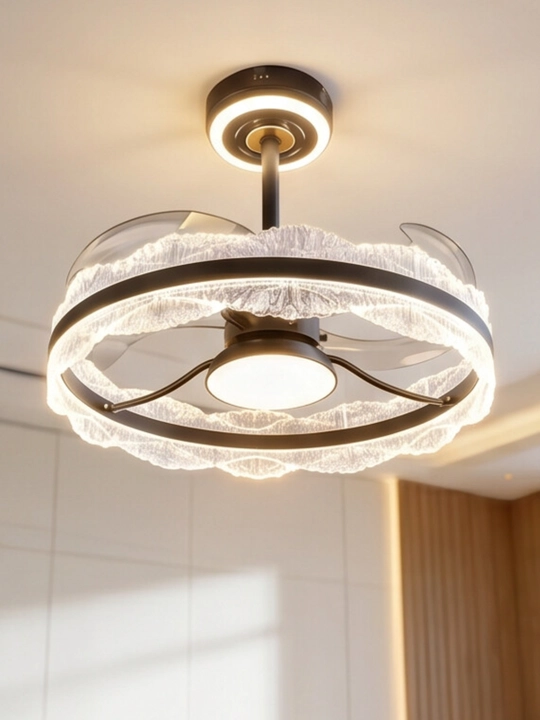 LED ventilyatorli lyustra 60 sm – pultli, 3 rangli yoritish, 6 tezlik rejimi