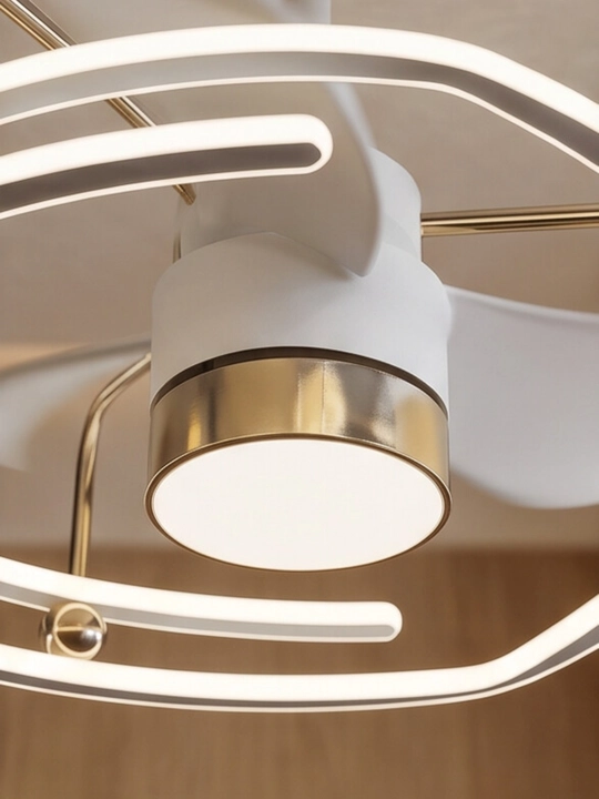 LED ventilyatorli lyustra 60 sm – pultli, 3 rangli yoritish, 6 tezlik rejimi