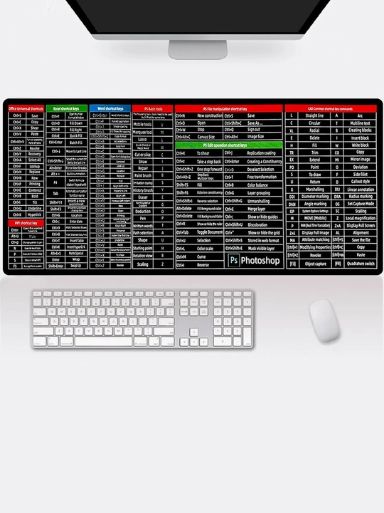 40×90 sm katta stol gilamchasi, Office, Excel, Word va Photoshop tezkor tugmalari bilan