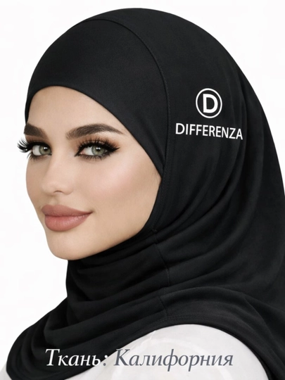 Differenza готовый платок, хиджаб, бони, удобная шапка, качественная ткань — NUR1999-ROM0001-ЧЕРН