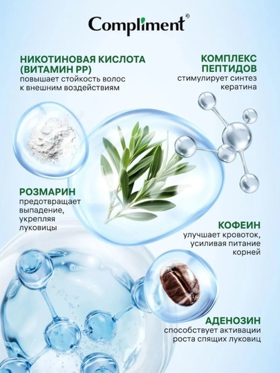 Сыворотка для роста волос Compliment, розмарин + никотиновая кислота, 110 мл