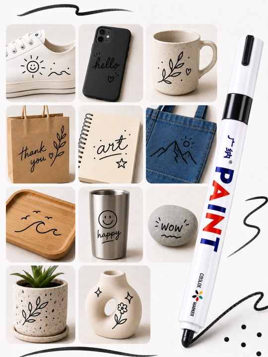 Marker-bo‘yoq, suvga chidamli, turli yuzalar uchun