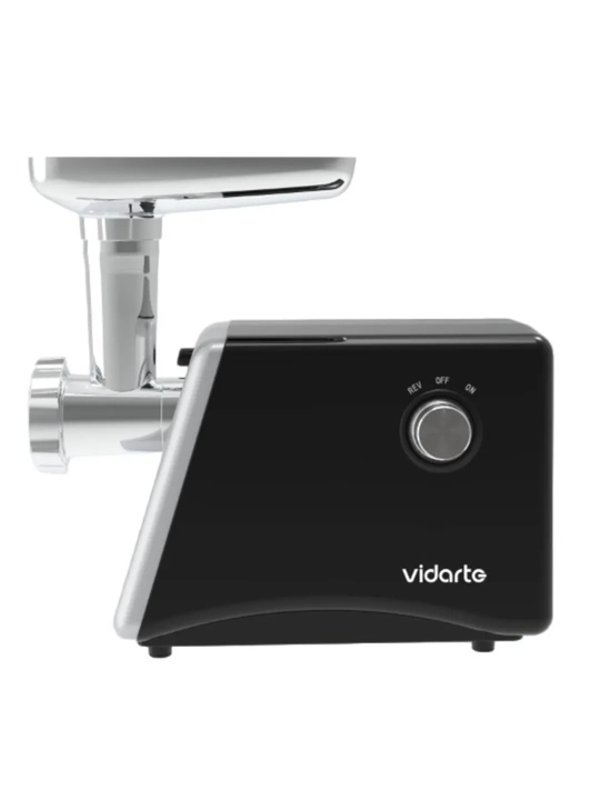 Elektr go'sht qiymalagich Vidarte M01D, 2200 Vt, 1.8 kg/min, revers, kolbasa nasadka, qora