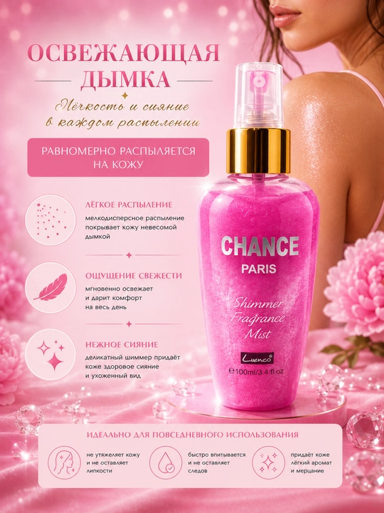 Мерцающий спрей для тела — ароматный body mist для женщин