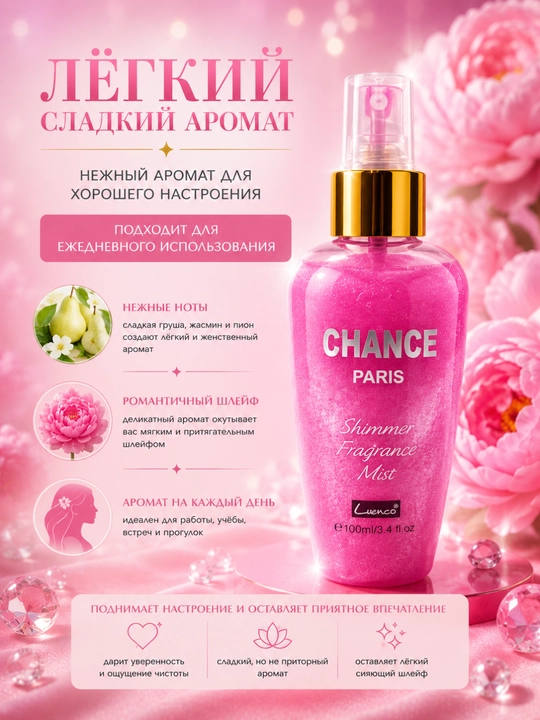 Мерцающий спрей для тела — ароматный body mist для женщин