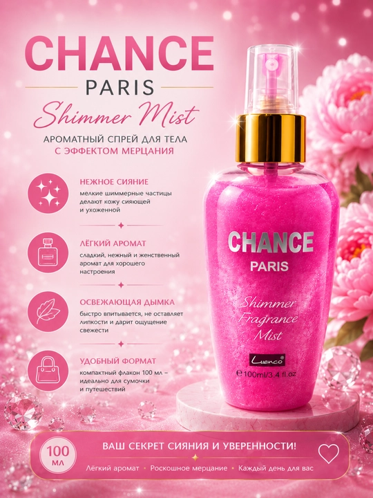 Мерцающий спрей для тела — ароматный body mist для женщин