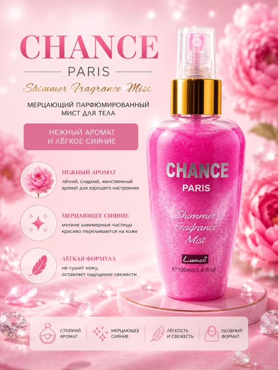 Мерцающий спрей для тела — ароматный body mist для женщин