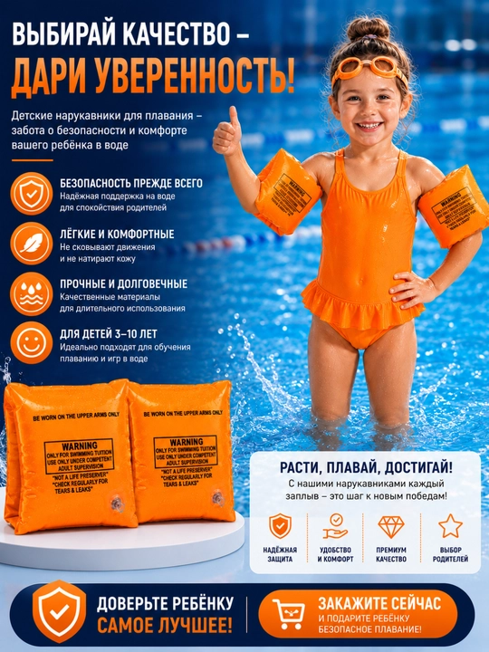 Детские нарукавники, для плавания, для бассейна