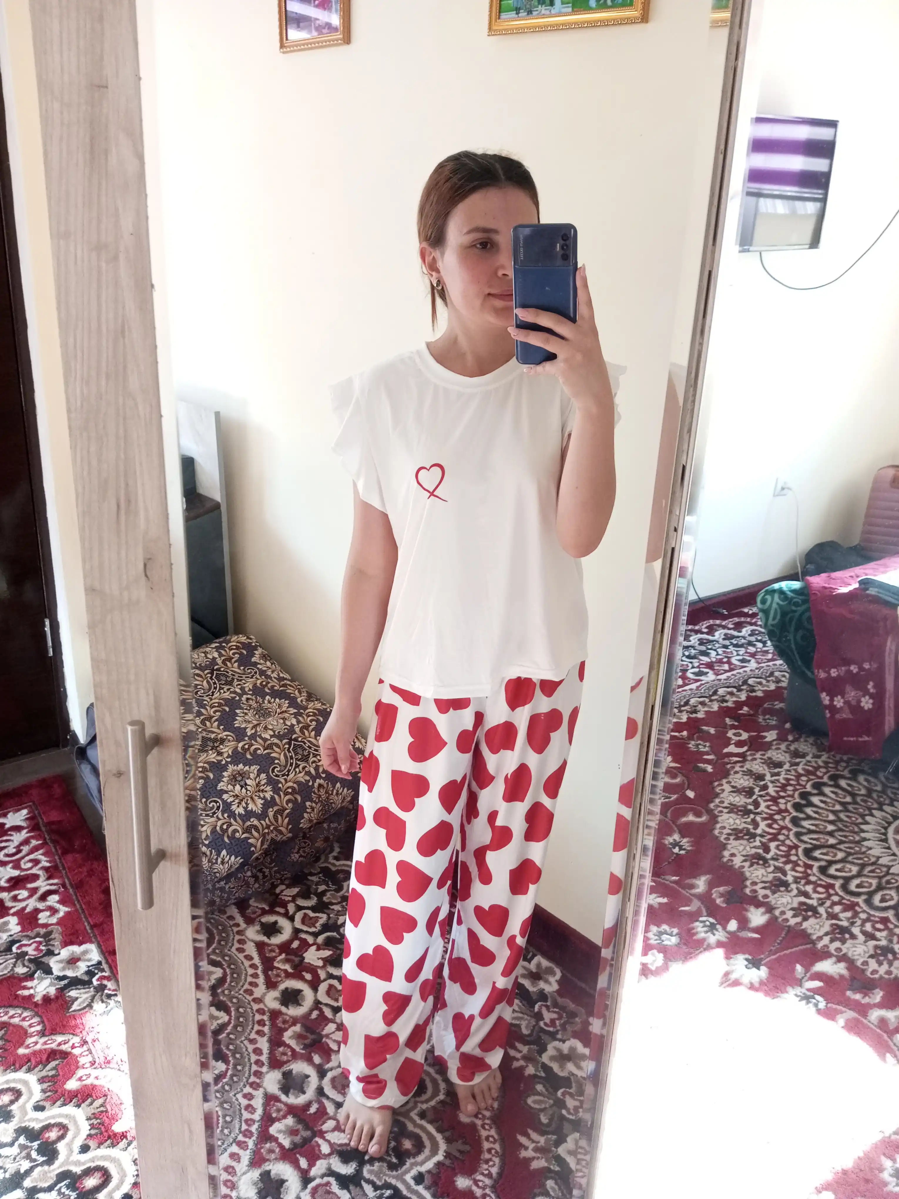 Ayollar pijamasi shim va top bilan, uy kiyimi, ayollar va qizlar uchun kiyim