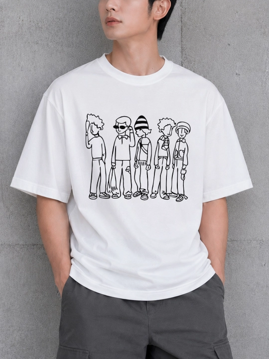 Мужская оверсайз футболка из хлопка, подходит для размеров 46–52 (M/XL) - 
