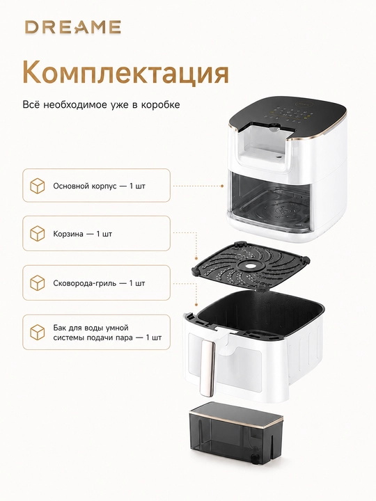 Аэрогриль Dreame Tasti Airfryer AF10/AF30/PT60/DZ30, 7.6л, фритюрница 1500-3000 Вт