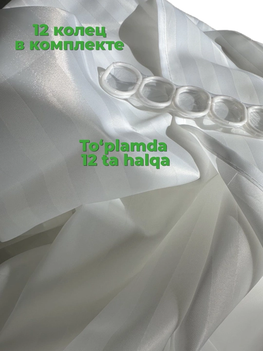 180x180 sm o‘lchamli vannaxona uchun suv o‘tkazmaydigan parda - poliester, 12 ta halqa