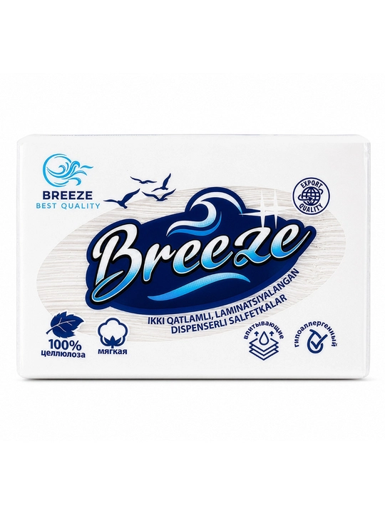 Бумажные салфетки 2-слойные, мягкие салфетки для диспенсера, 150 листов Breeze