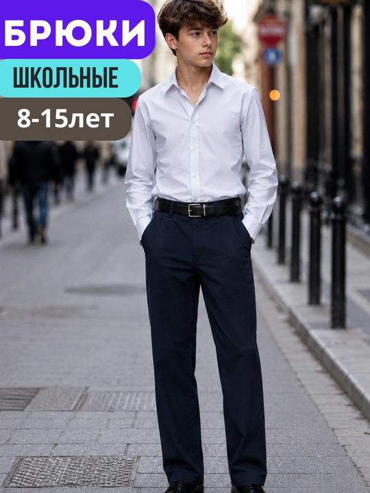 Брюки школьные для мальчиков, черные и синие, школьная форма, 8-15 лет - 