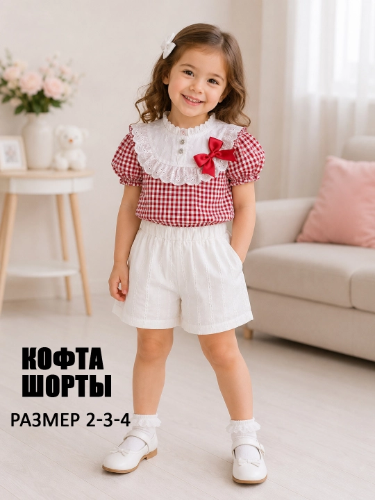 Летний костюм для девочки кофта и шорты, на каждый день комплект