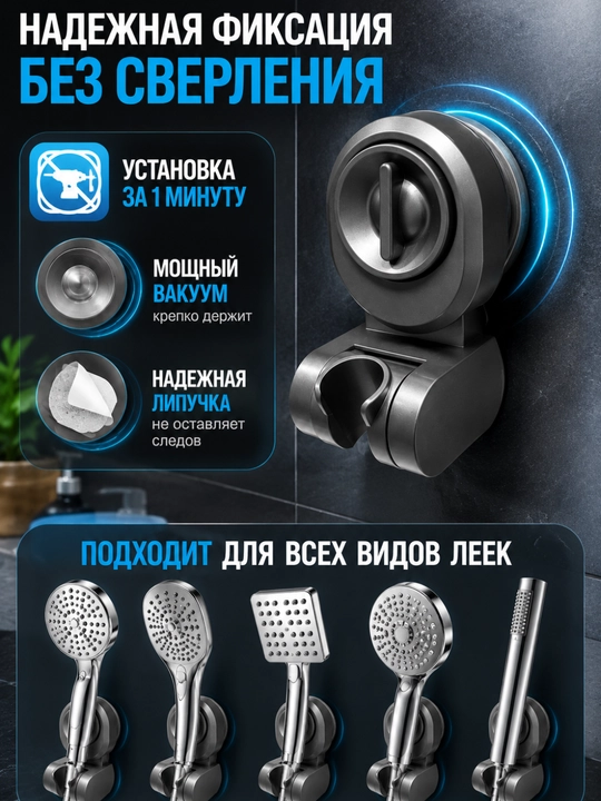 Держатель для душа, с креплением на липучке для ванной комнаты