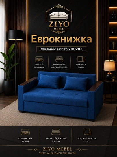 Распашной диван-кровать "Еврокнишка" — ZIYOMB-YEVROKNISHKAZ-ТЕМНСИН