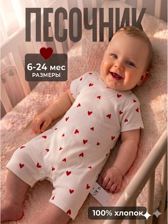 Bolalar uchun yozgi kombinezon (romper) 6-24oylik 100%paxtadan - 