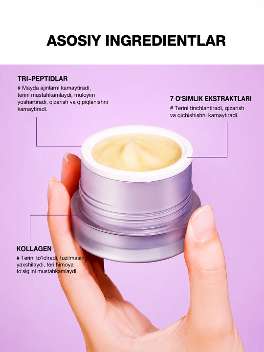 SKINEVER 3A Retinol ajinlarga qarshi yuz kremi, kollagen va peptidlar bilan